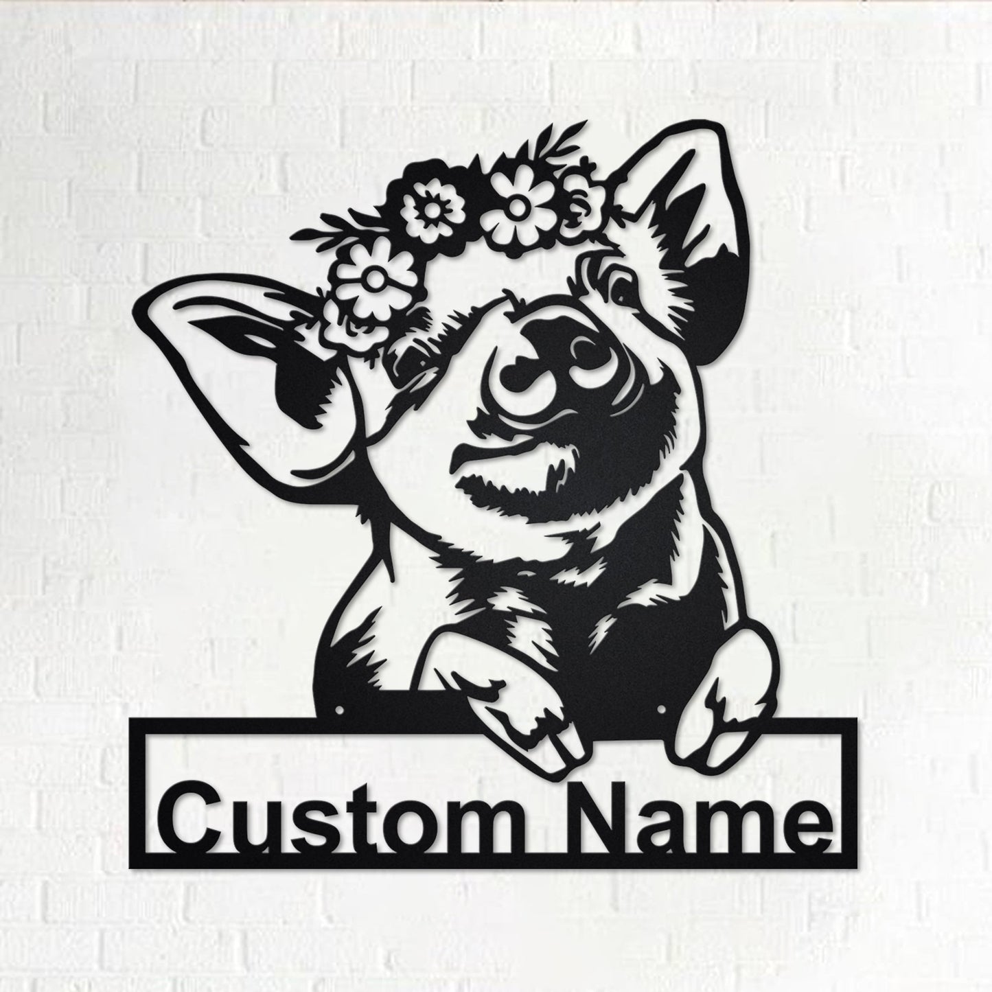 Floral Piggy Farm Personalized Metal Sign | Piggy Metal Wall Art | Piggy Metal Wall Decor| Piggy Lover Gift | Farmer Gift | Piggy Farm Decor