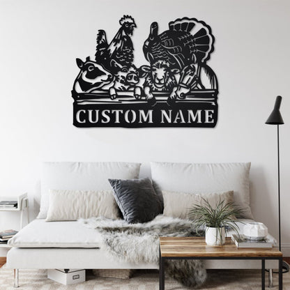 Custom Farm Animals Metal Wall Art, Personalized Farm Animals Name Sign Decoration For Room, Farm Animals Home Decor , Custom Farm Animals