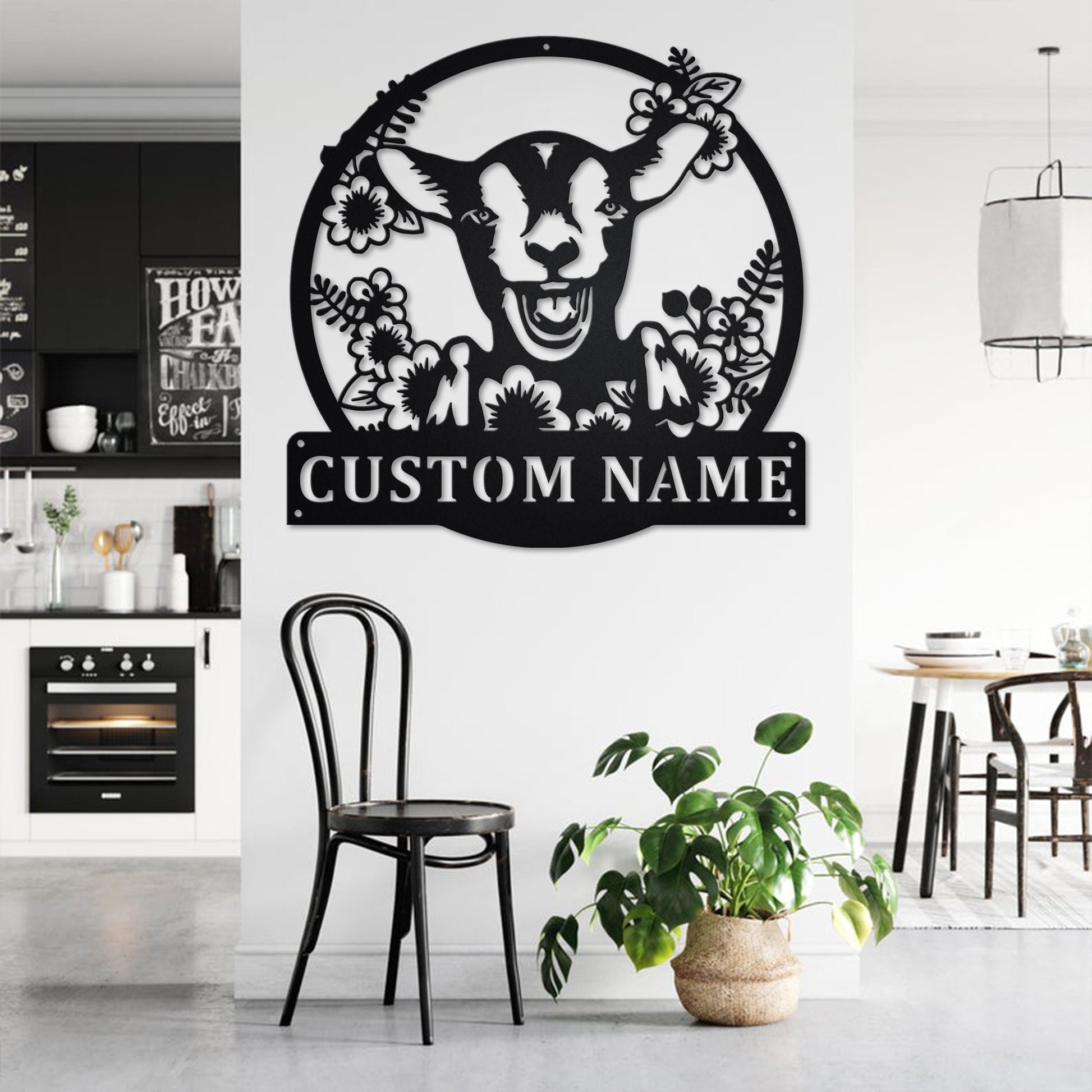 Custom Wreath Farm Goat Metal Wall Art, Personalized Goat Name Sign Decoration For Room, Goat  Home Decor, Custom Wreath Farm Goat