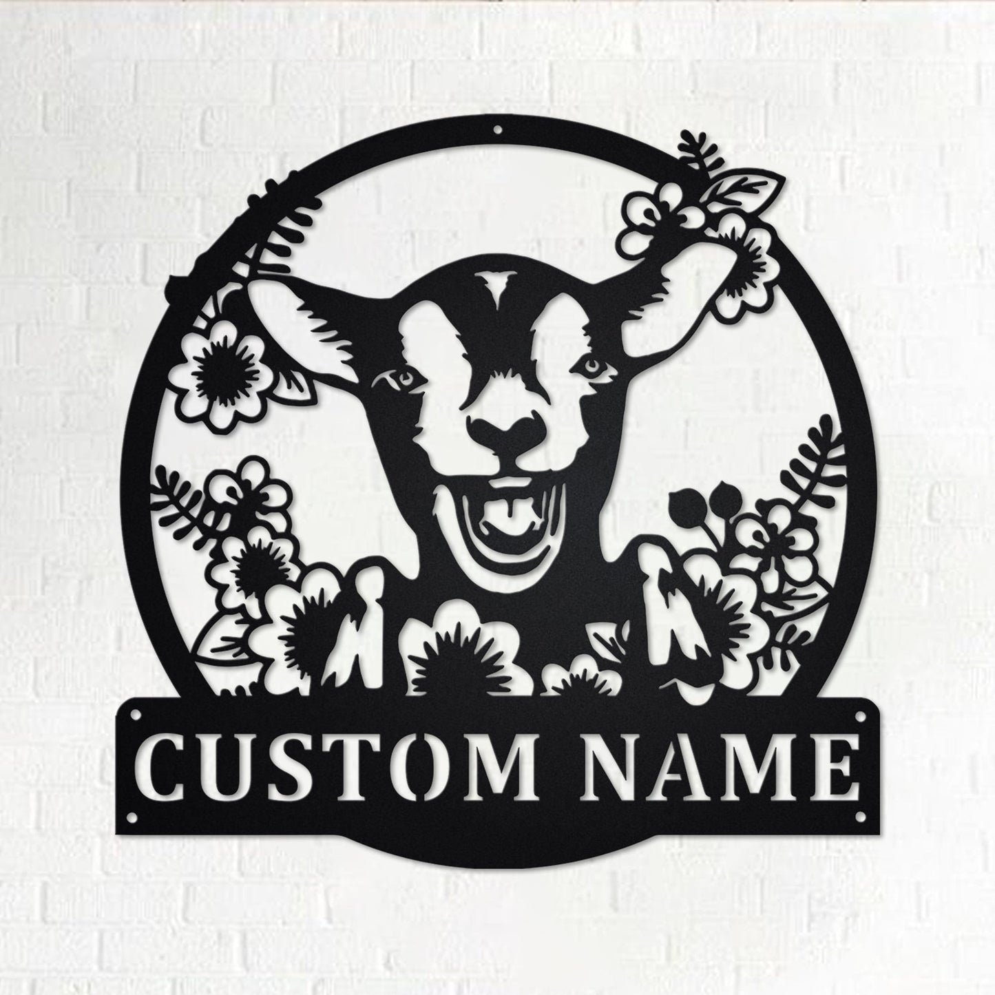 Custom Wreath Farm Goat Metal Wall Art, Personalized Goat Name Sign Decoration For Room, Goat  Home Decor, Custom Wreath Farm Goat