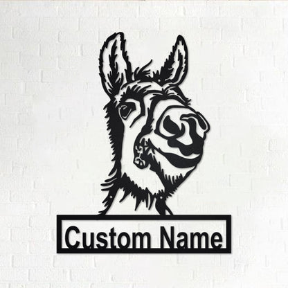 Custom Wonky Donkey Metal Wall Art, Personalized Donkey Name Sign Decoration For Room, Donkey Farm Metal Home Decor, Custom Donkey