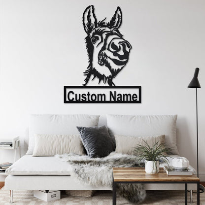 Custom Wonky Donkey Metal Wall Art, Personalized Donkey Name Sign Decoration For Room, Donkey Farm Metal Home Decor, Custom Donkey