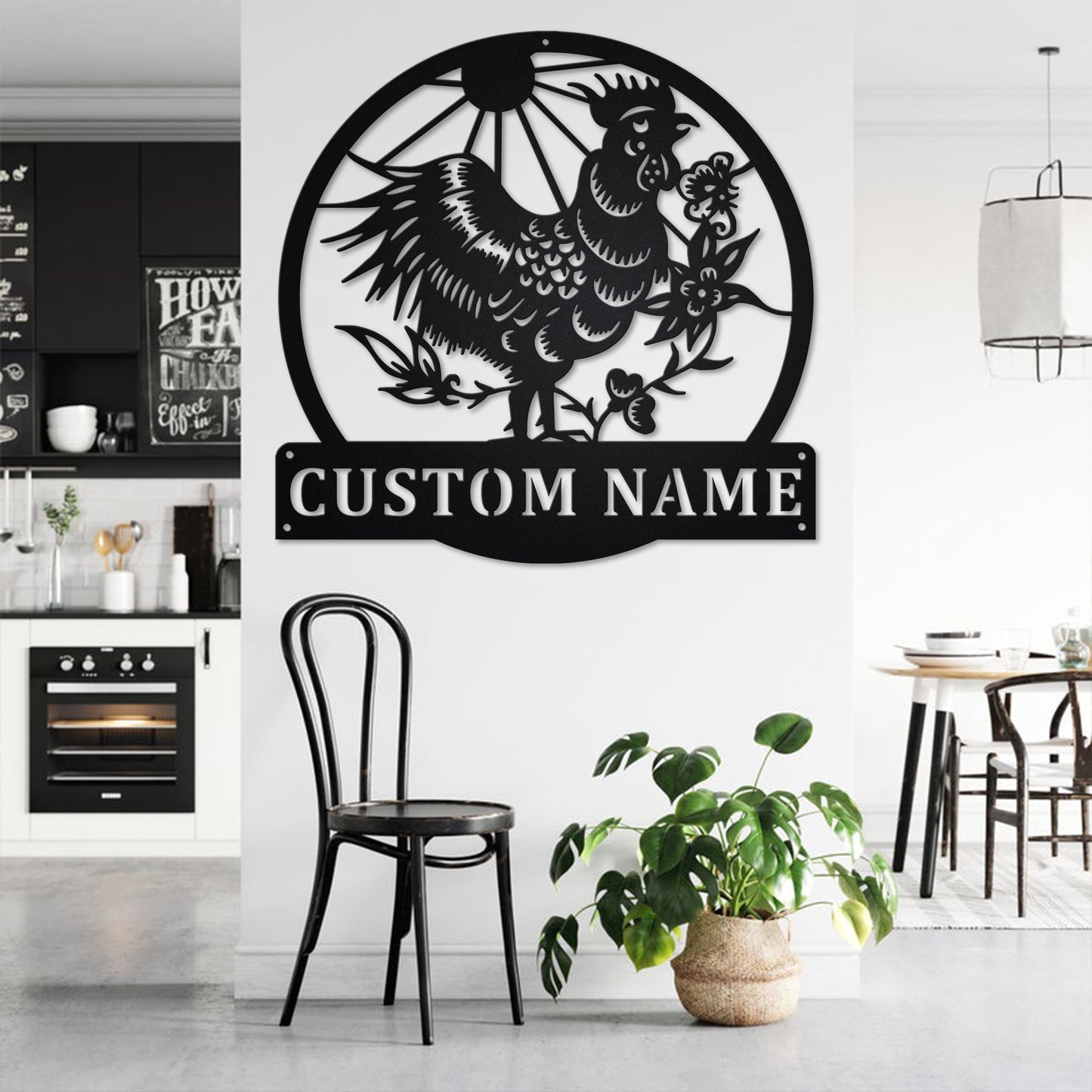 Custom Chicken Flower Metal Wall Art, Personalized Chicken Name Sign Decoration For Room, Chicken Home Decor, Custom Chicken, Chicken Lover