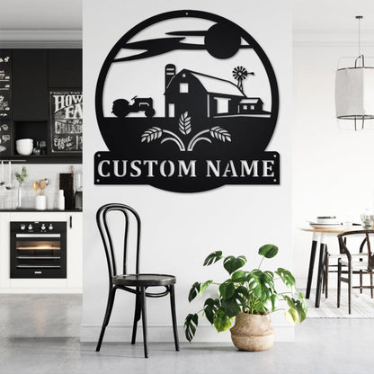 Custom Farm Scene Metal Wall Art, Personalized Farmer Name Sign Decoration For Room, Farmer Home Decor, Custom Farm Scene, Farmer Gift