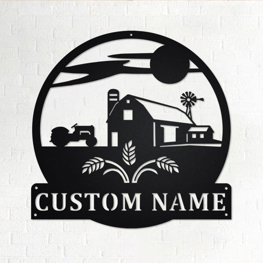 Custom Farm Scene Metal Wall Art, Personalized Farmer Name Sign Decoration For Room, Farmer Home Decor, Custom Farm Scene, Farmer Gift