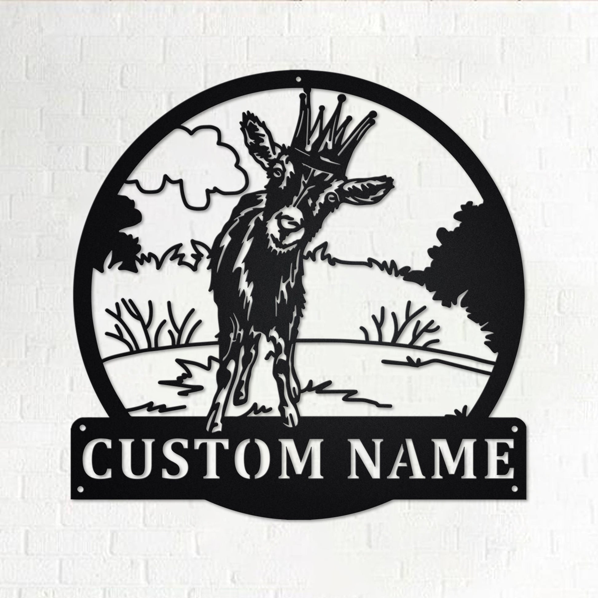 Custom Goat With Crown Metal Wall Art, Personalized Goat Name Sign Decoration For Room, Goat Home Decor, Custom Goat, Goat With Crown