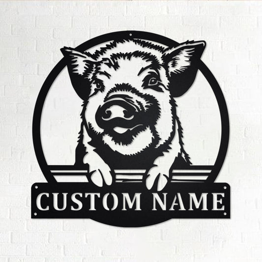 Custom Kune Kune Pig Metal Wall Art, Personalized Kune Kune Pig Name Sign Decoration For Room, Kune Kune Pig Home Decor,Custom Kune Kune Pig