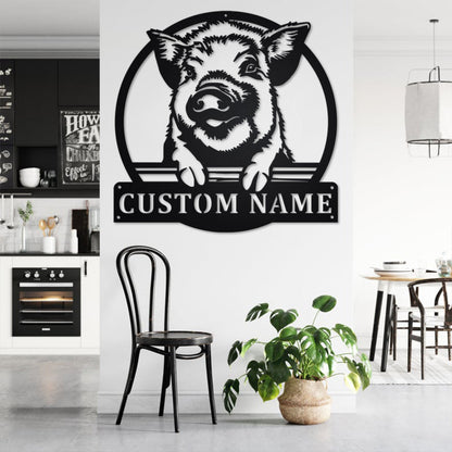 Custom Kune Kune Pig Metal Wall Art, Personalized Kune Kune Pig Name Sign Decoration For Room, Kune Kune Pig Home Decor,Custom Kune Kune Pig