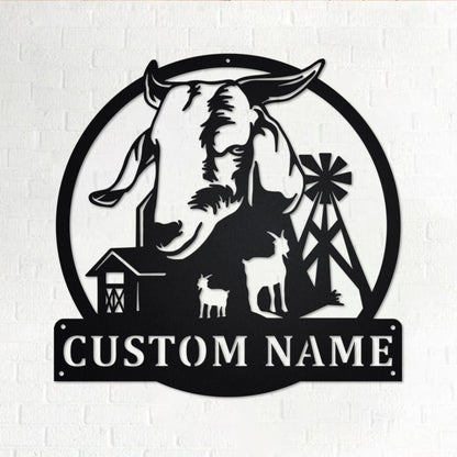 Custom Farm Goat Metal Wall Art, Personalized Farm Goat Name Sign Decoration For Room, Farm Goat Metal Home Decor, Custom Farm Goat