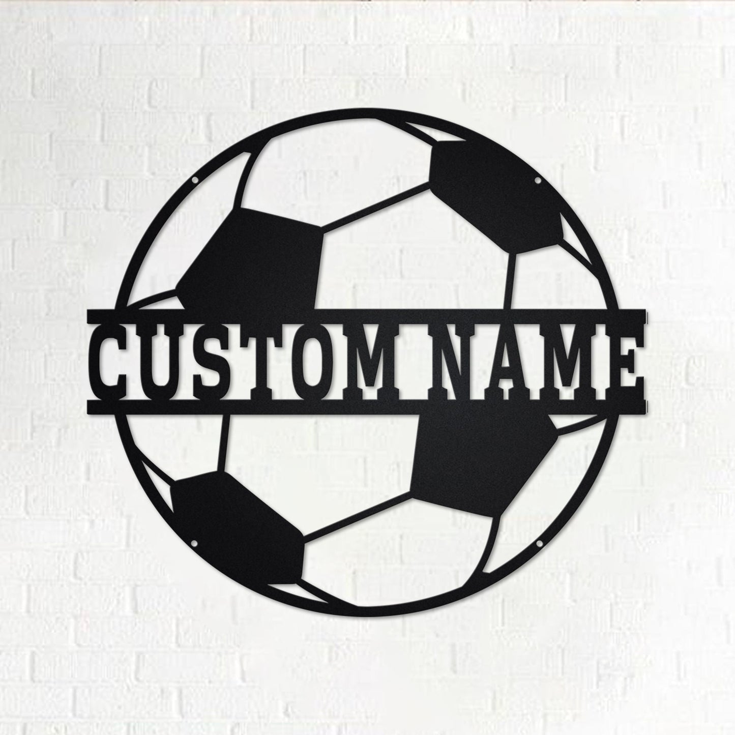 Custom Soccer Ball Metal Wall Art With LED Light, Personalized Soccer Player Name Sign Decoration For Room, Soccer Ball Metal LED Decor