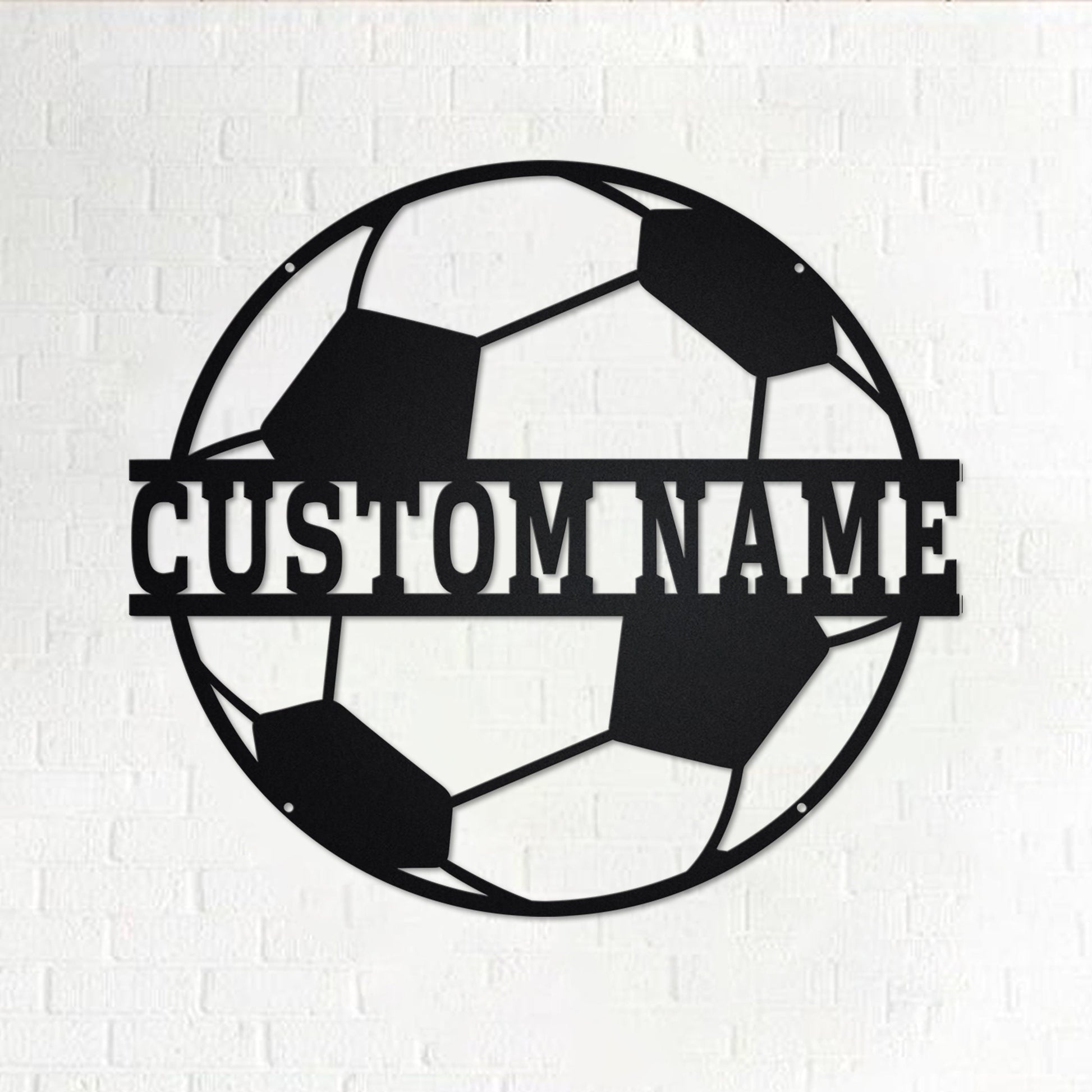 Custom Soccer Ball Metal Wall Art With LED Light, Personalized Soccer Player Name Sign Decoration For Room, Soccer Ball Metal LED Decor