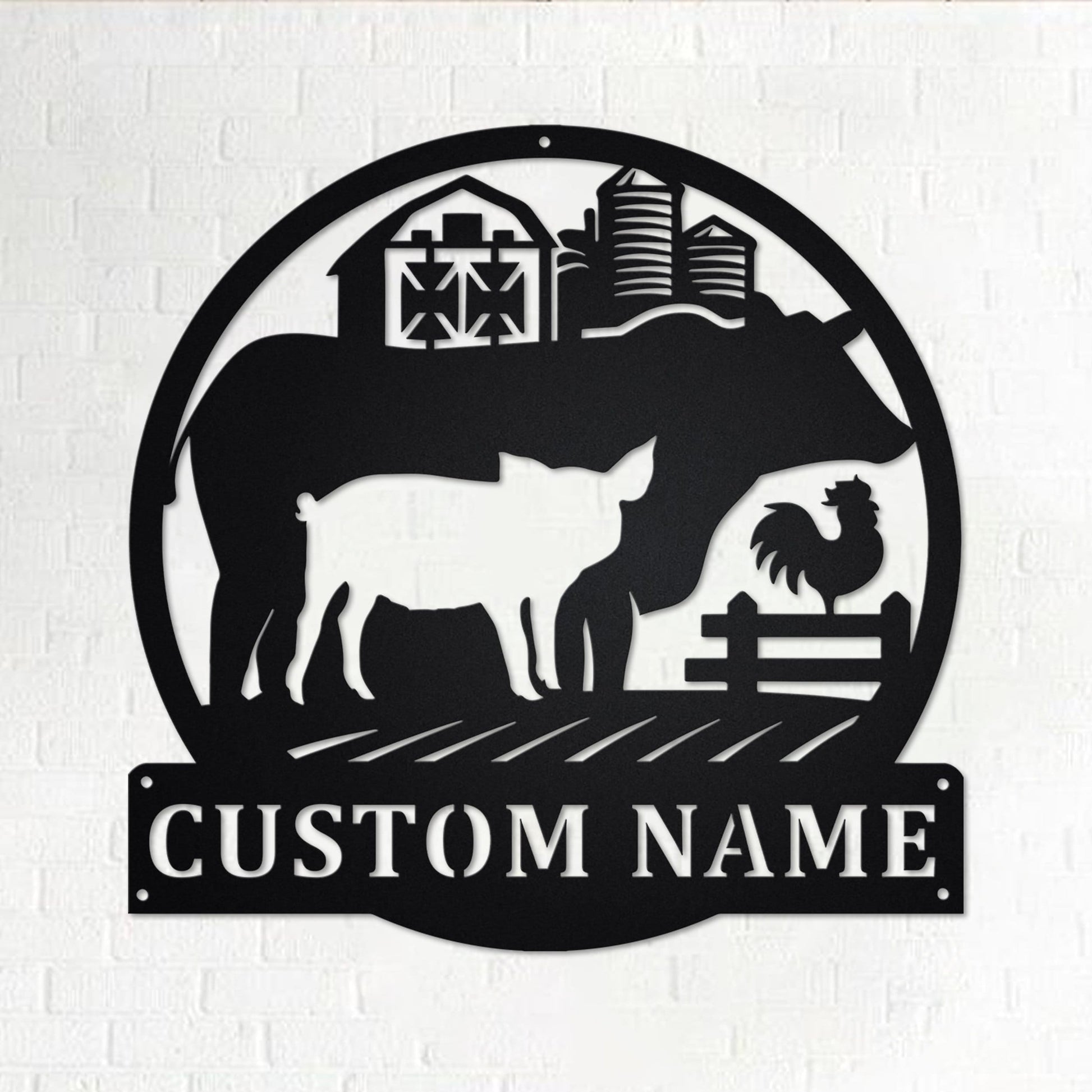 Custom Farm Animal Metal Wall Art With LED Light, Personalized Farmer Name Sign Decoration For Room, Farming Metal LED Decor, Custom Farmer