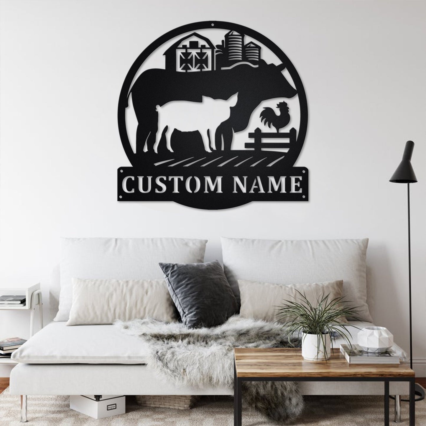 Custom Farm Animal Metal Wall Art With LED Light, Personalized Farmer Name Sign Decoration For Room, Farming Metal LED Decor, Custom Farmer