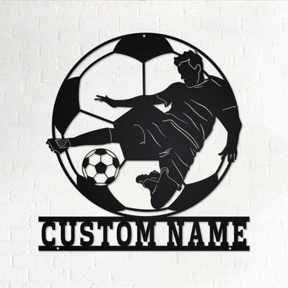 Custom Soccer Metal Wall Art With LED Light, Personalized Soccer Player Name Sign Decoration For Room, Soccer Metal LED Decor, Custom Soccer