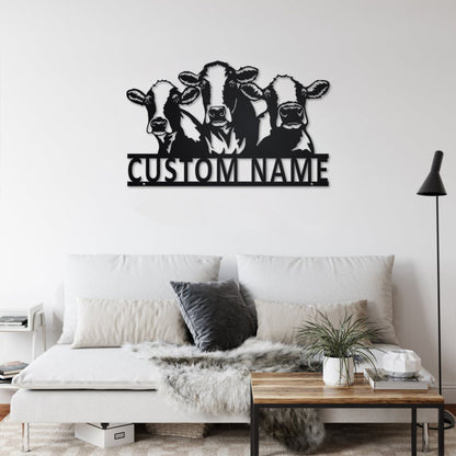 Custom Cow Farm Metal Wall Art With LED Light, Personalized Cow Farm Name Sign Decoration For Room, Cow Farm Metal LED Decor,Custom Cow Farm