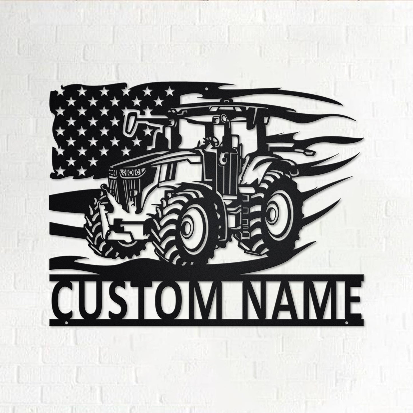 Custom US Tractor Metal Wall Art With LED Light, Personalized Tractor Farm Name Sign Decoration, Tractor Metal LED Decor, Custom Tractor