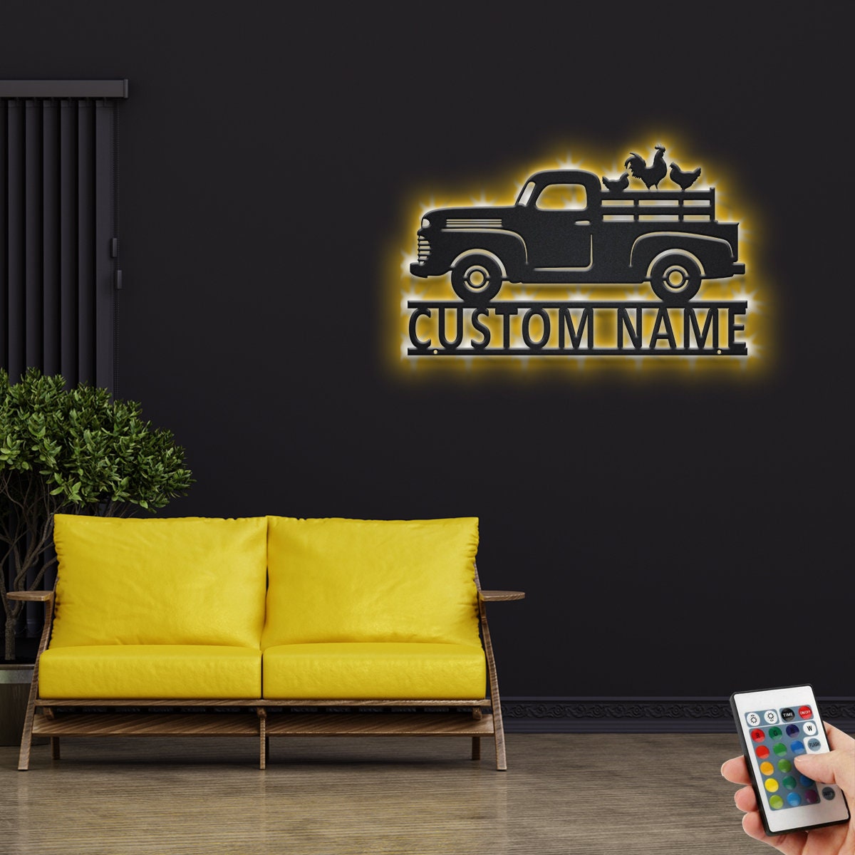 Custom Farm Truck Metal Wall Art With LED Light, Personalized Farmer Name Sign Decoration For Room, Farm Truck Metal LED Decor,Custom Farmer