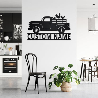 Custom Farm Truck Metal Wall Art With LED Light, Personalized Farmer Name Sign Decoration For Room, Farm Truck Metal LED Decor,Custom Farmer