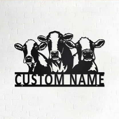 Custom Cow Farm Metal Wall Art With LED Light, Personalized Cow Farm Name Sign Decoration For Room, Cow Farm Metal LED Decor,Custom Cow Farm