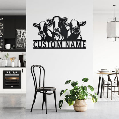 Custom Cow Farm Metal Wall Art With LED Light, Personalized Cow Farm Name Sign Decoration For Room, Cow Farm Metal LED Decor,Custom Cow Farm