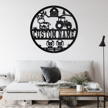 Custom Farm Metal Wall Art With LED Light, Personalized Farm Name Sign Decoration For Room, Farm Metal LED Decor, Custom Farmer Metal Sign