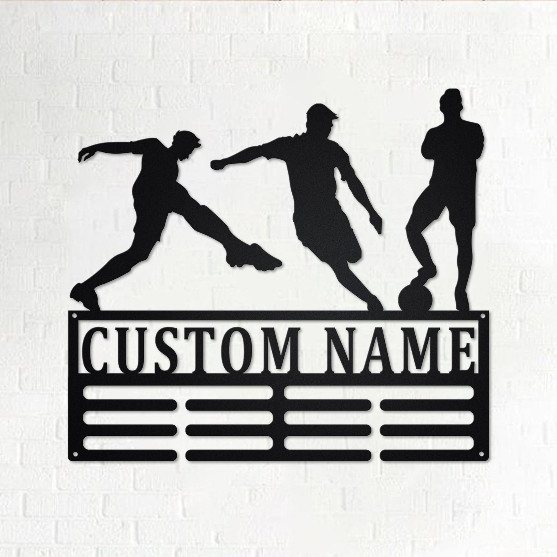 Custom Soccer Medal Holder LED Light, Personalized Soccer Player Name Medal Hanger, Soccer Medal Display Awards Sign, Custom Soccer Player