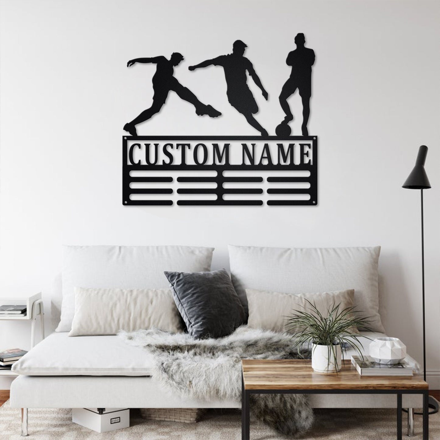 Custom Soccer Medal Holder LED Light, Personalized Soccer Player Name Medal Hanger, Soccer Medal Display Awards Sign, Custom Soccer Player