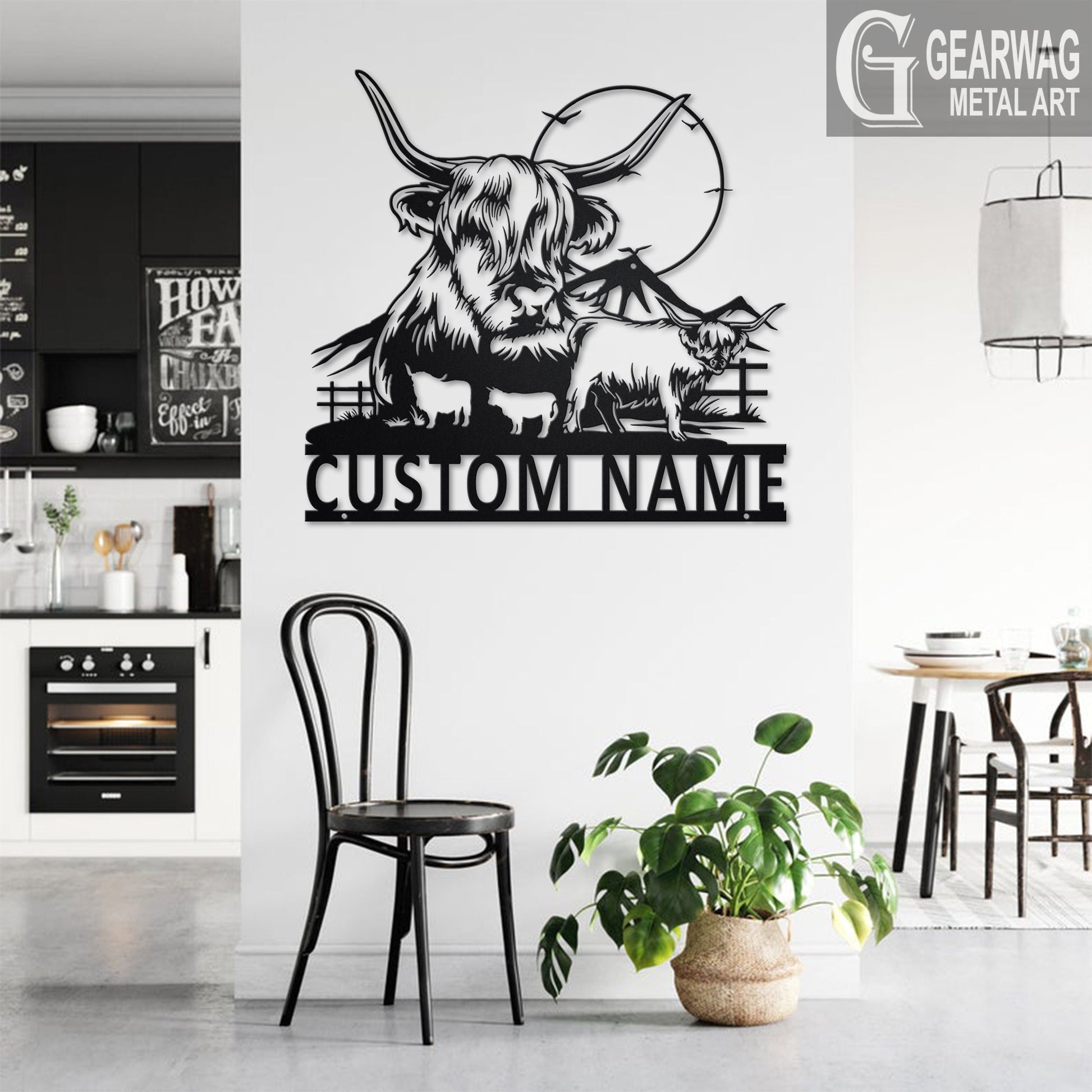 Custom Highland Cow Metal Wall Art With LED Light, Personalized Highland Cow Farm Name Sign Decoration For Room,Highland Cow Metal LED Decor