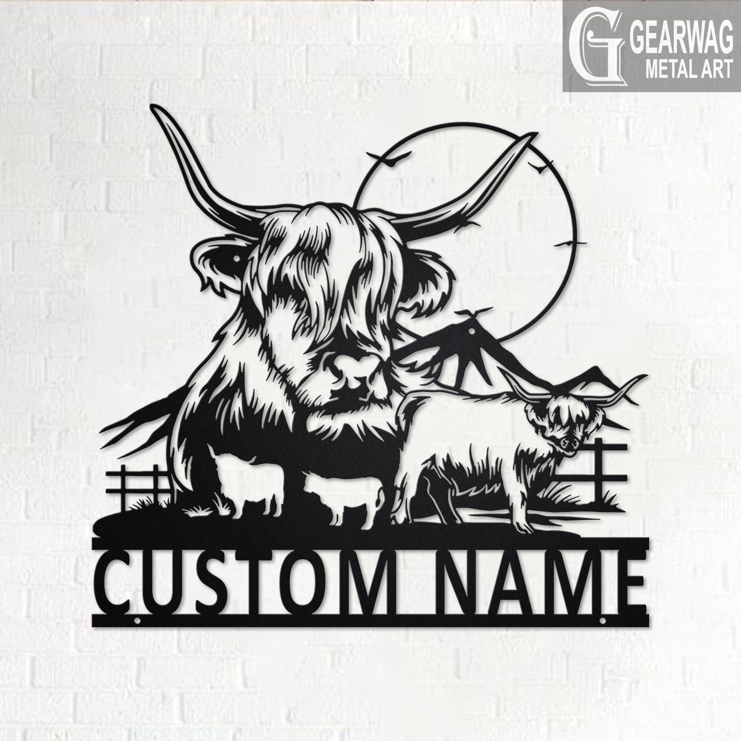 Custom Highland Cow Metal Wall Art With LED Light, Personalized Highland Cow Farm Name Sign Decoration For Room,Highland Cow Metal LED Decor