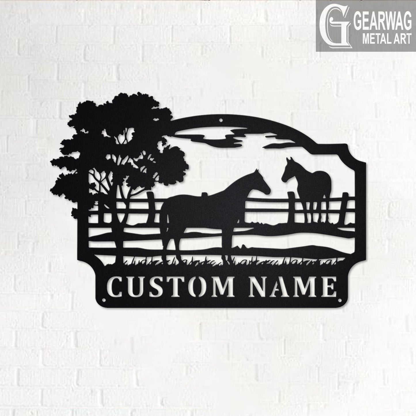 Custom Farm Horse Metal Wall Art With LED Light, Personalized Horse Farm Name Sign Decoration For Room, Farm Horse Metal LED Decor