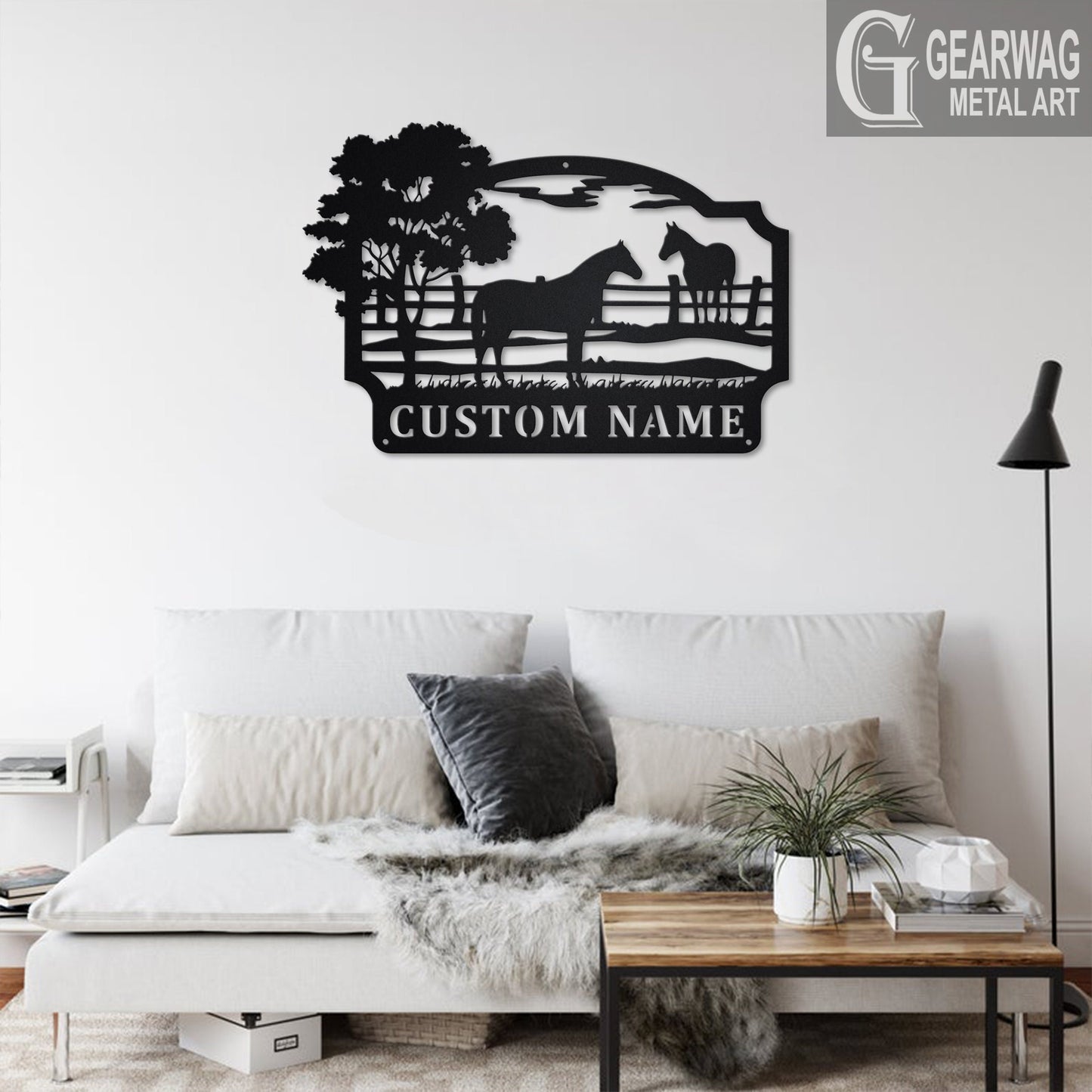 Custom Farm Horse Metal Wall Art With LED Light, Personalized Horse Farm Name Sign Decoration For Room, Farm Horse Metal LED Decor