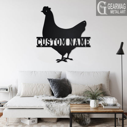 Custom Chicken Metal Wall Art With LED Light, Personalized Chicken Farm Name Sign Decoration For Room, Chicken Metal LED Decor, Chicken Farm