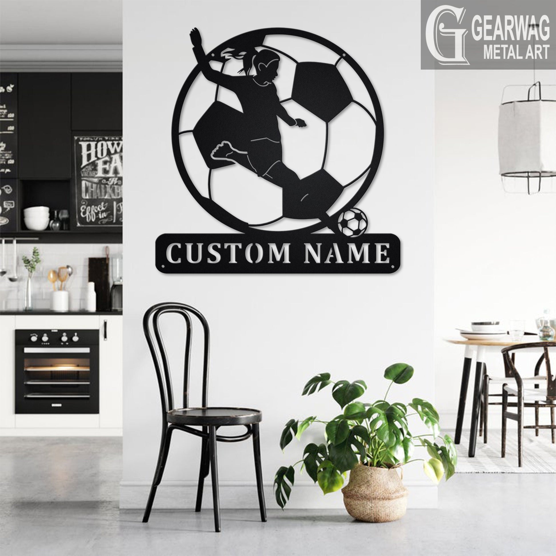 Custom Soccer Metal Wall Art With LED Light, Personalized Soccer Player Name Sign Decoration For Room, Female Soccer Player Metal LED Decor