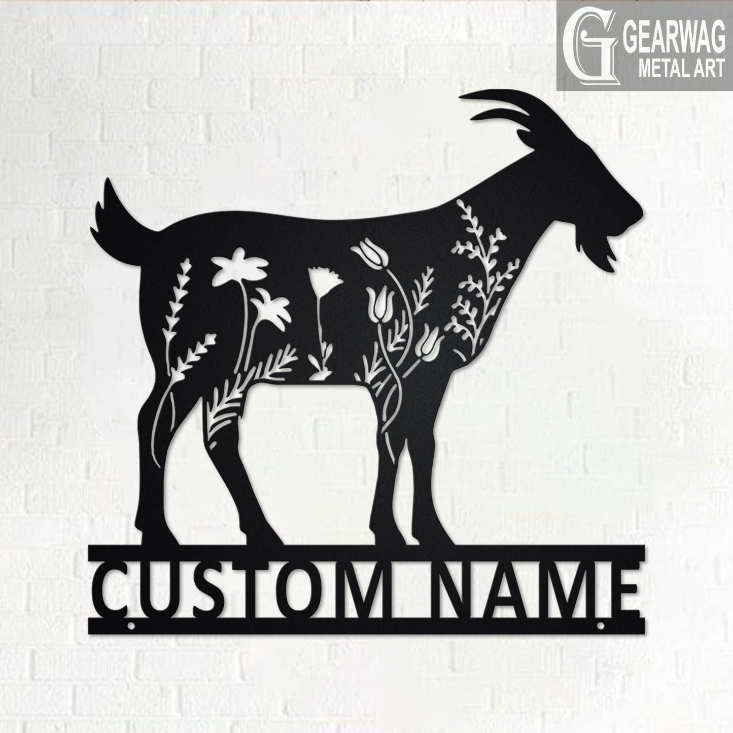 Custom Goat Floral Metal Wall Art With LED Light, Personalized Goat Farm Name Sign Decoration For Room, Goat Metal LED Decor, Custom Goat