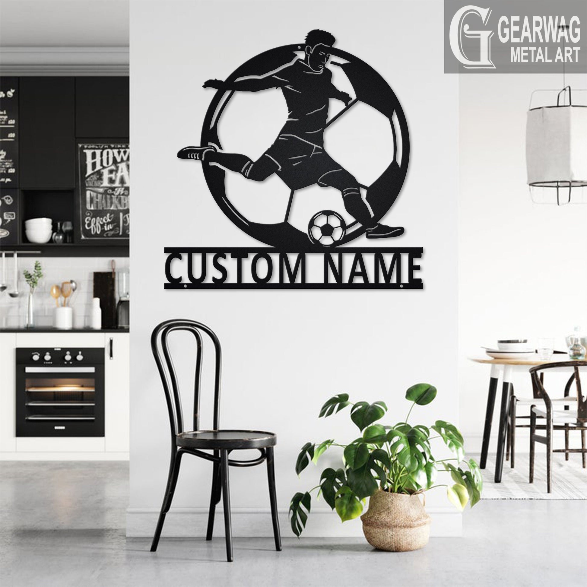 Custom Soccer Metal Wall Art With LED Light, Personalized Soccer Player Name Sign Decoration For Room, Male Soccer Player Metal LED Decor