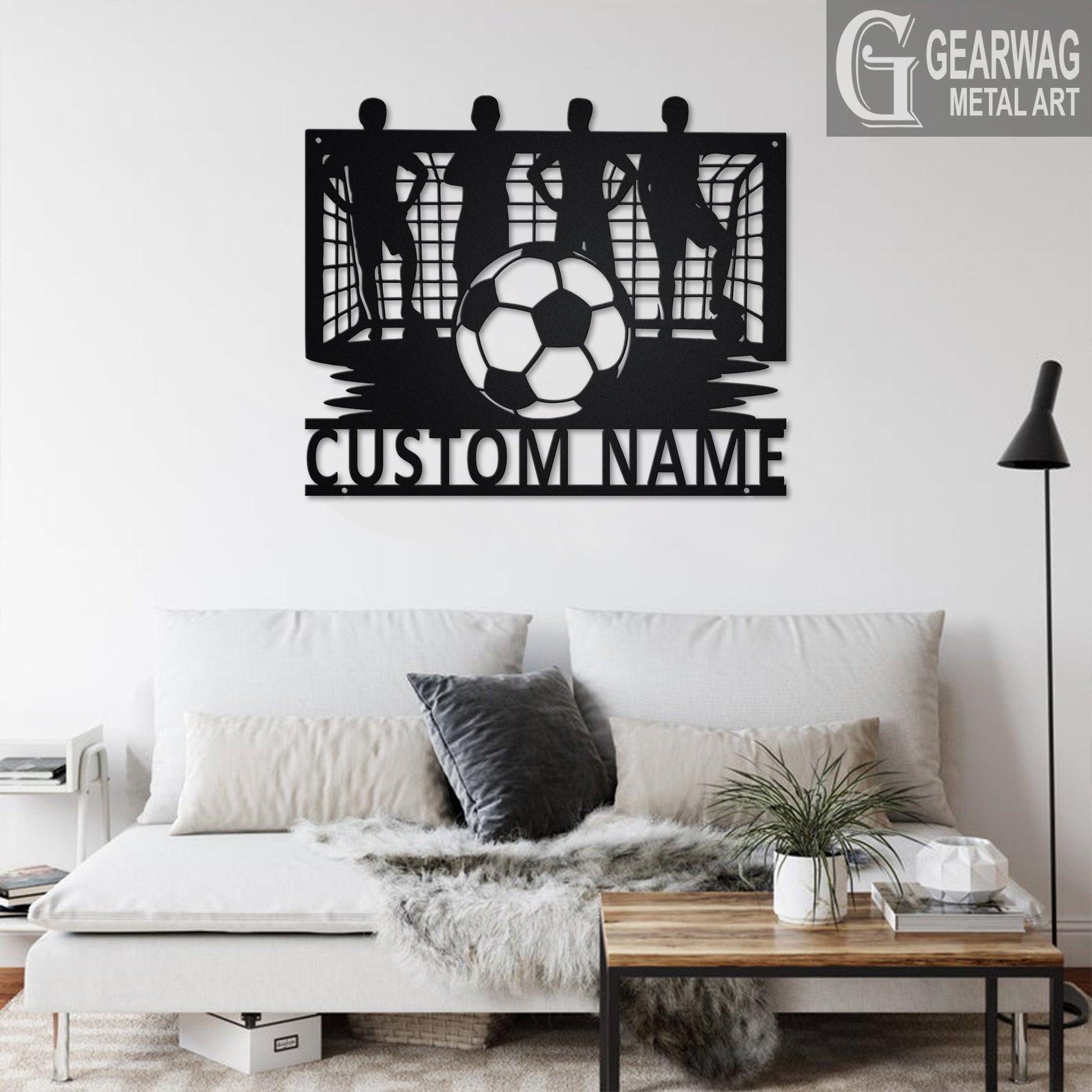 Custom Soccer Team Metal Wall Art With LED Light, Personalized Soccer Team Name Sign Decoration For Room, Soccer Team Metal LED Decor