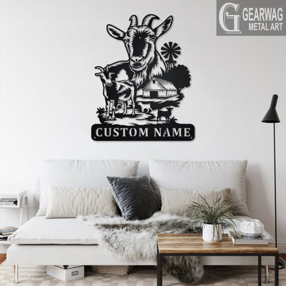 Custom Goat Metal Wall Art With LED Light, Personalized Goat Farm Name Sign Decoration For Room, Goat Metal LED Decor, Custom Goat Farm Name