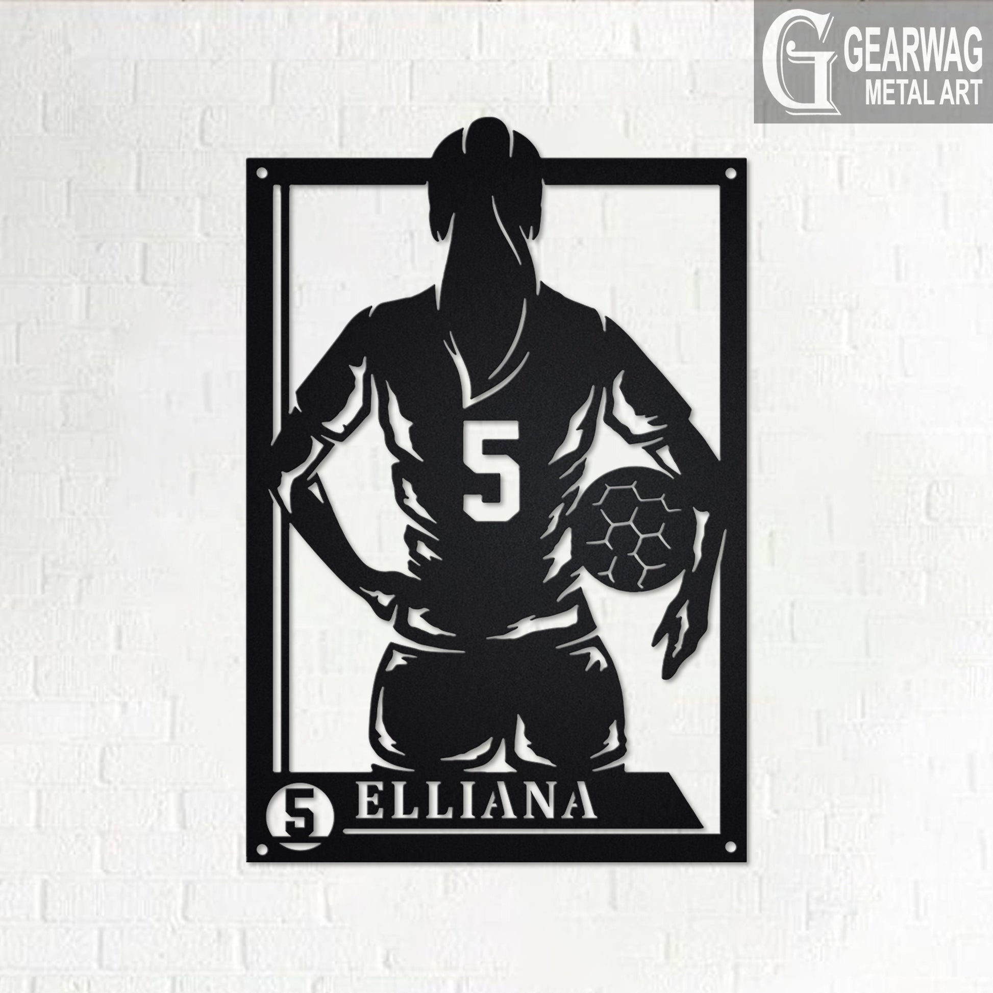 Custom Female Soccer Signage Metal Wall Art With LED Light, Personalized Soccer Player Name Sign Decoration, Female Soccer Metal LED Decor