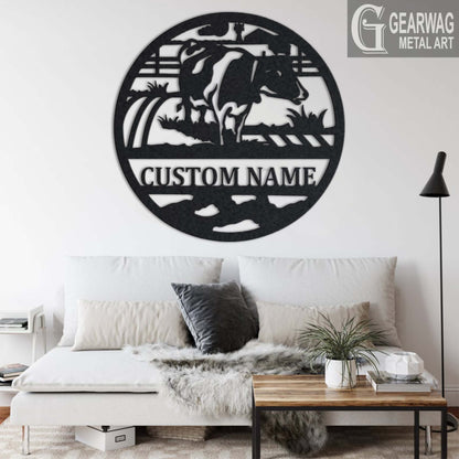 Custom Cow Farm Metal Sign With LED Light, Personalized Cow Farm Name Sign Decoration For Room, Cow Farm Metal LED Decor, Custom Cow Farm