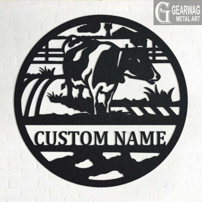 Custom Cow Farm Metal Sign With LED Light, Personalized Cow Farm Name Sign Decoration For Room, Cow Farm Metal LED Decor, Custom Cow Farm