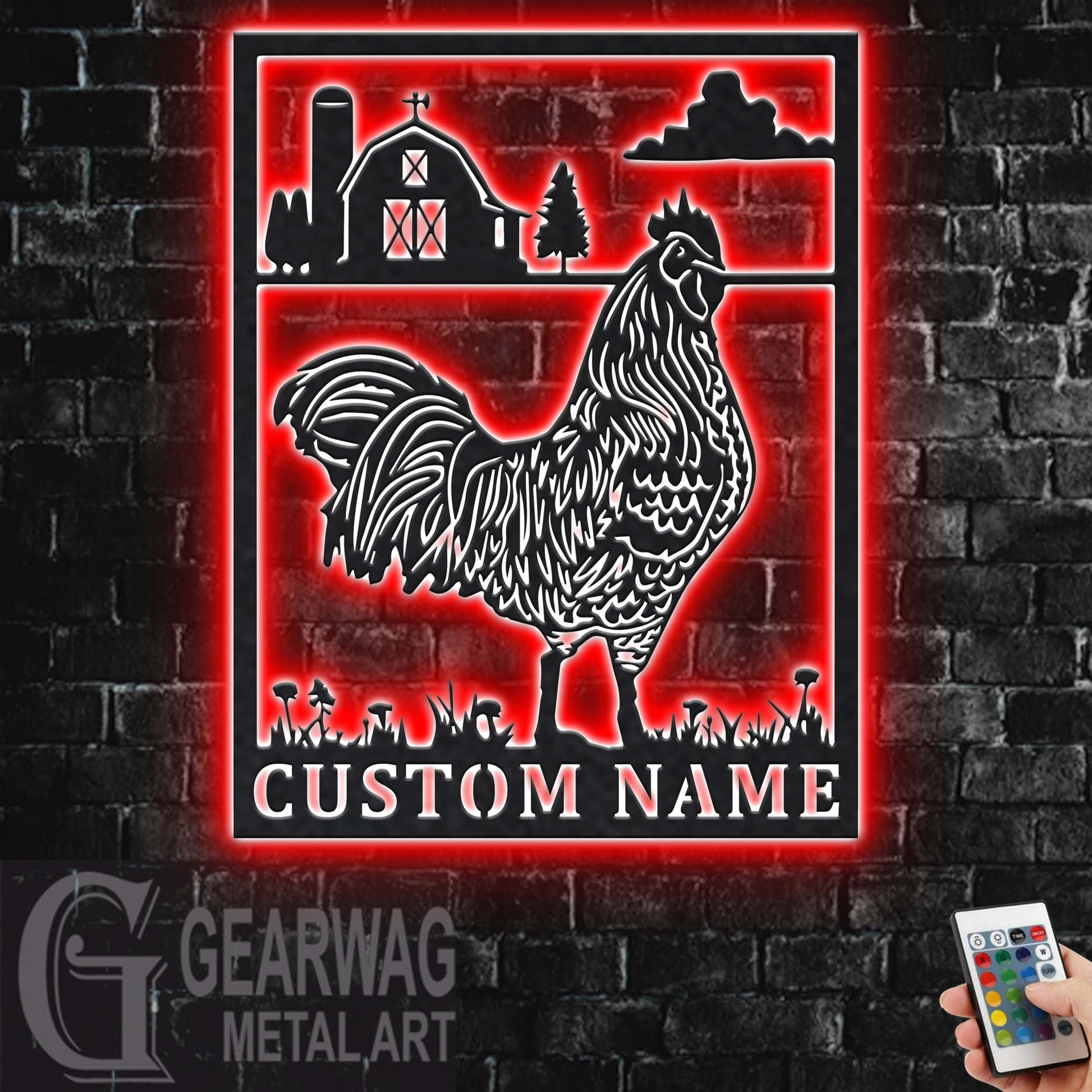 Custom Chicken Farm Metal Sign With LED Light, Personalized Chicken Farm Name Sign Decoration For Room, Chicken Farm Metal LED Decor