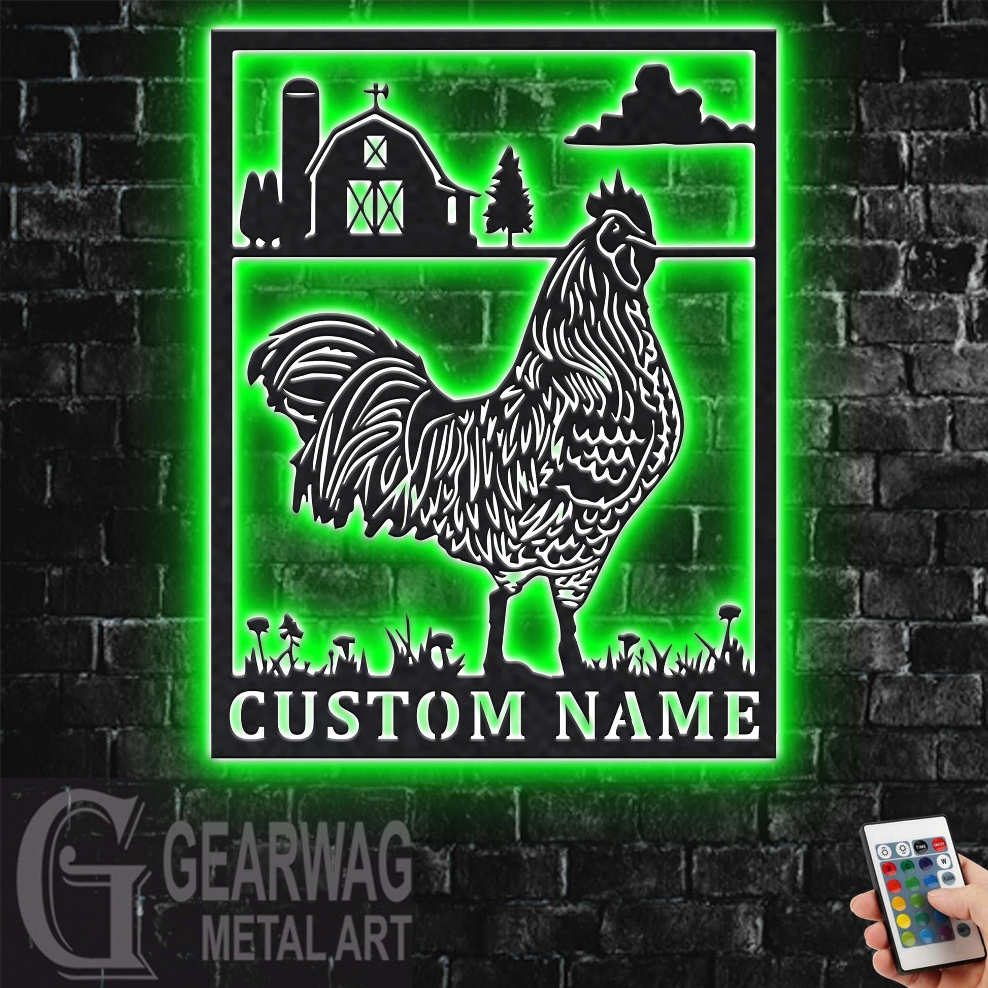 Custom Chicken Farm Metal Sign With LED Light, Personalized Chicken Farm Name Sign Decoration For Room, Chicken Farm Metal LED Decor