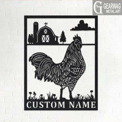 Custom Chicken Farm Metal Sign With LED Light, Personalized Chicken Farm Name Sign Decoration For Room, Chicken Farm Metal LED Decor