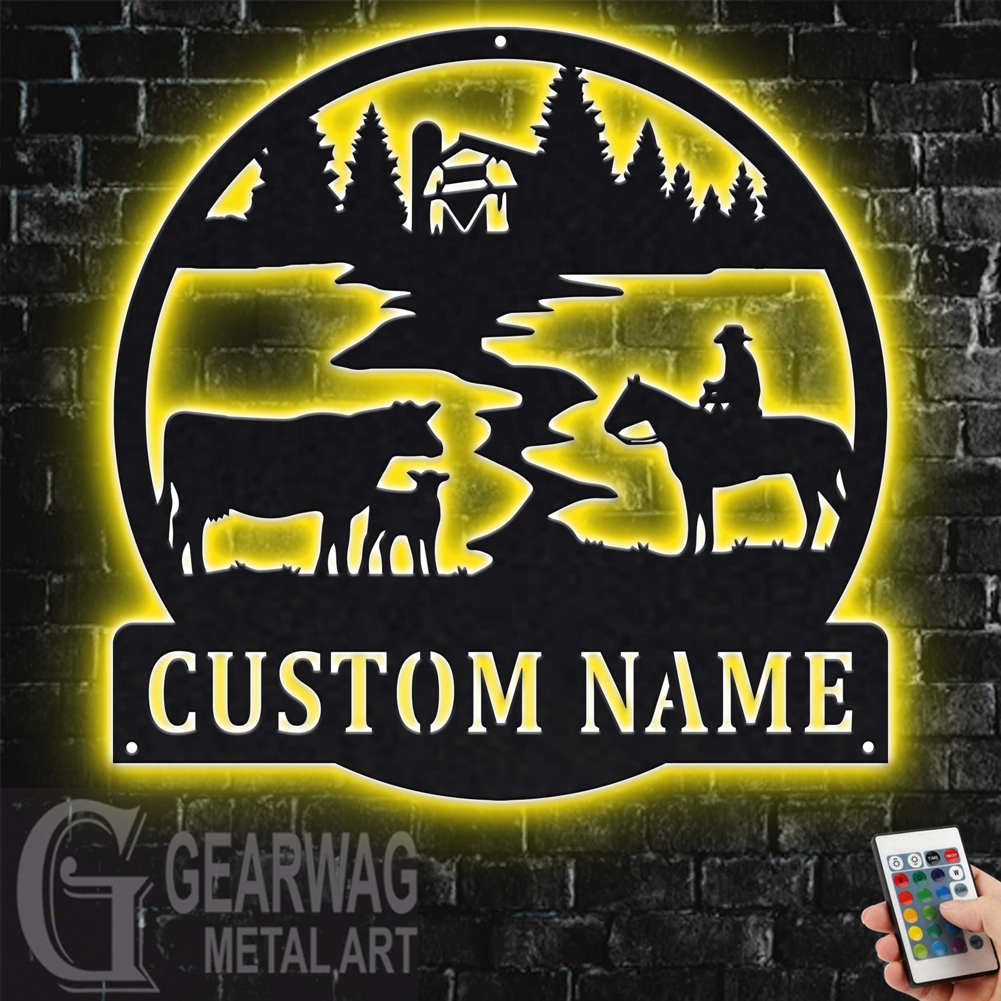 Custom Cow Farm Metal Sign With LED Light, Personalized Cow Farm Name Sign Decoration For Room, Cow Farm Metal LED Decor, Cow Farmer Gift