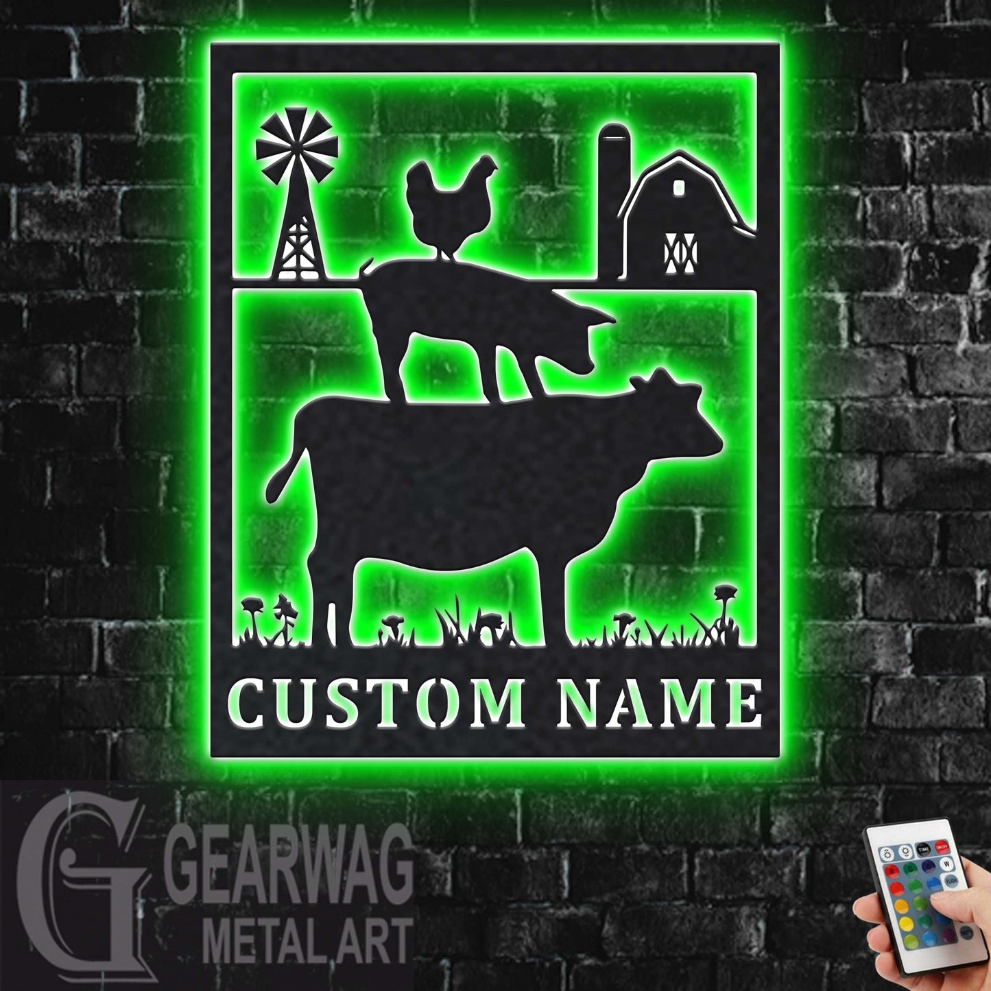 Custom Farm Animal Metal Sign With LED Light, Personalized Farm Animal Name Sign Decoration For Room, Farm Metal LED Decor, Cow Farmer Gift