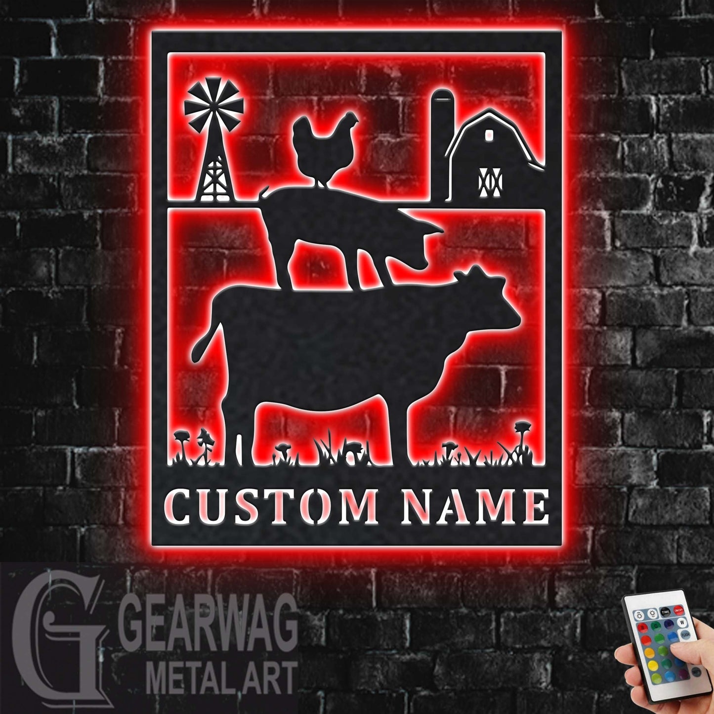 Custom Farm Animal Metal Sign With LED Light, Personalized Farm Animal Name Sign Decoration For Room, Farm Metal LED Decor, Cow Farmer Gift