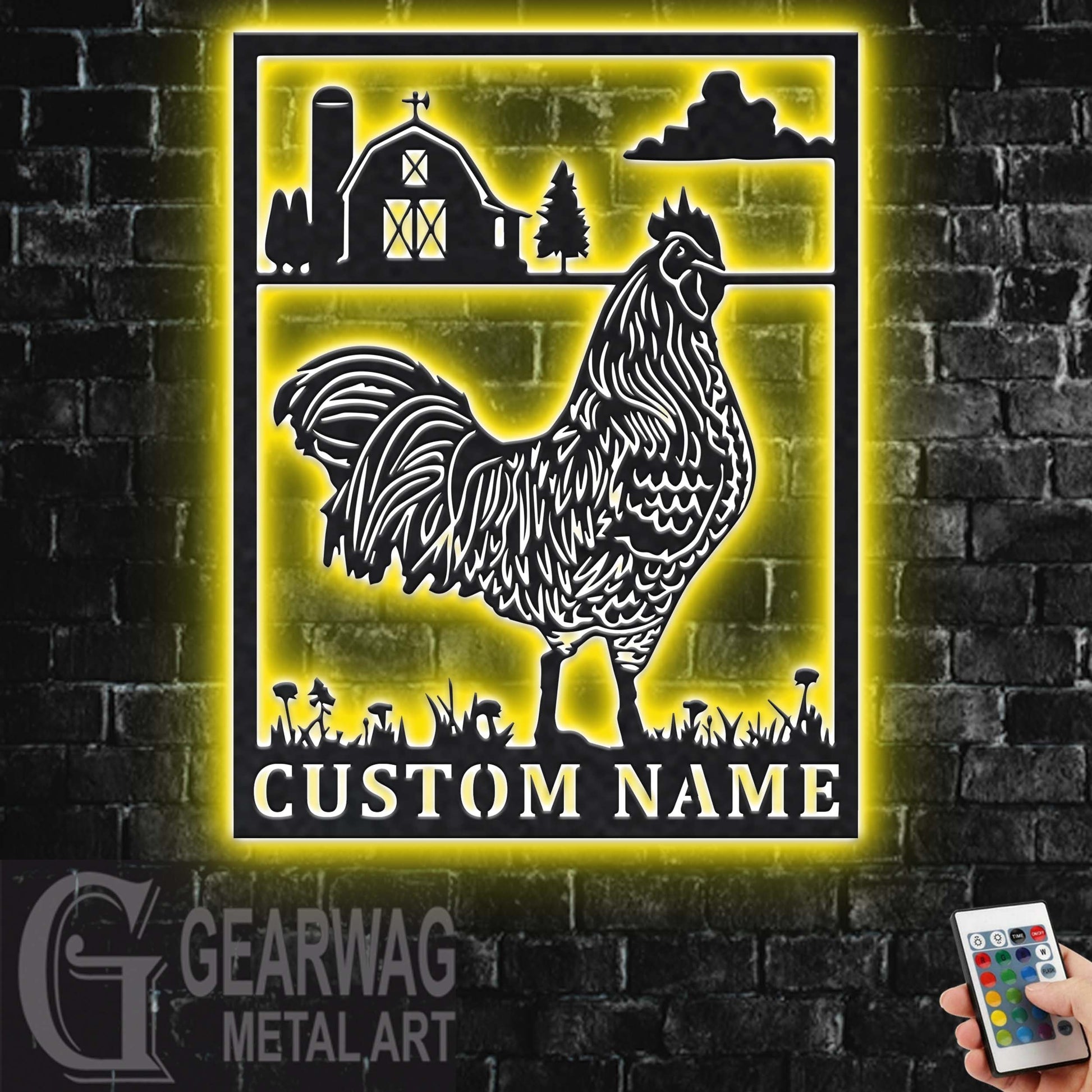 Custom Chicken Farm Metal Sign With LED Light, Personalized Chicken Farm Name Sign Decoration For Room, Chicken Farm Metal LED Decor