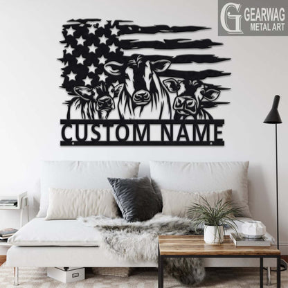 Custom US Cow Farm Metal Sign With LED Light, Personalized Cow Farm Name Sign Decoration For Room, Cow Farm Metal LED Decor, Cow Farmer Gift